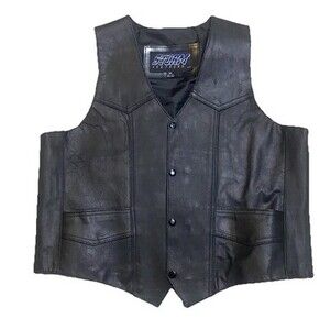Storm Leathers Motorcycle Vest Men's M Black Genuine Leather Biker
